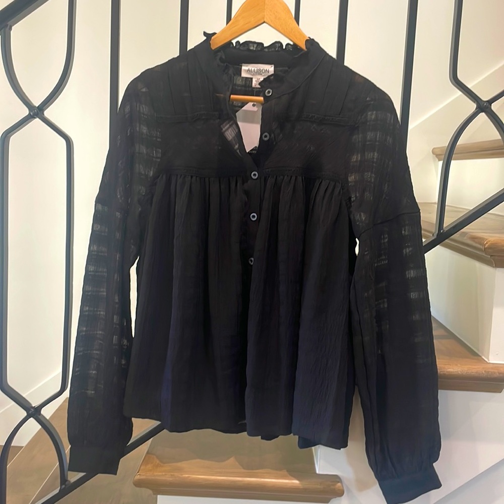 NWT Allison NY Black small long sleeve blouse